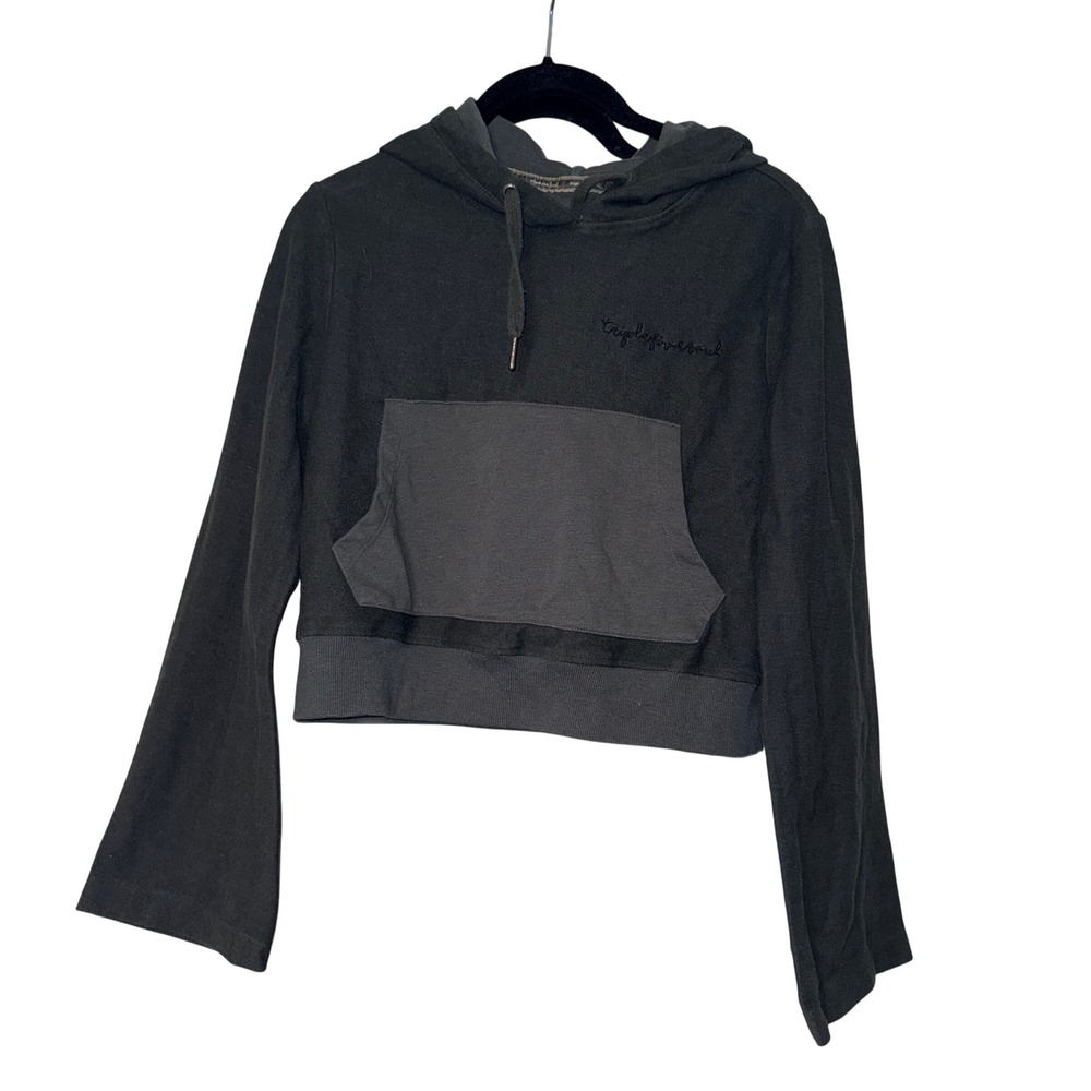 Triple Five Soul Black Cropped Hoodie Women XS‎